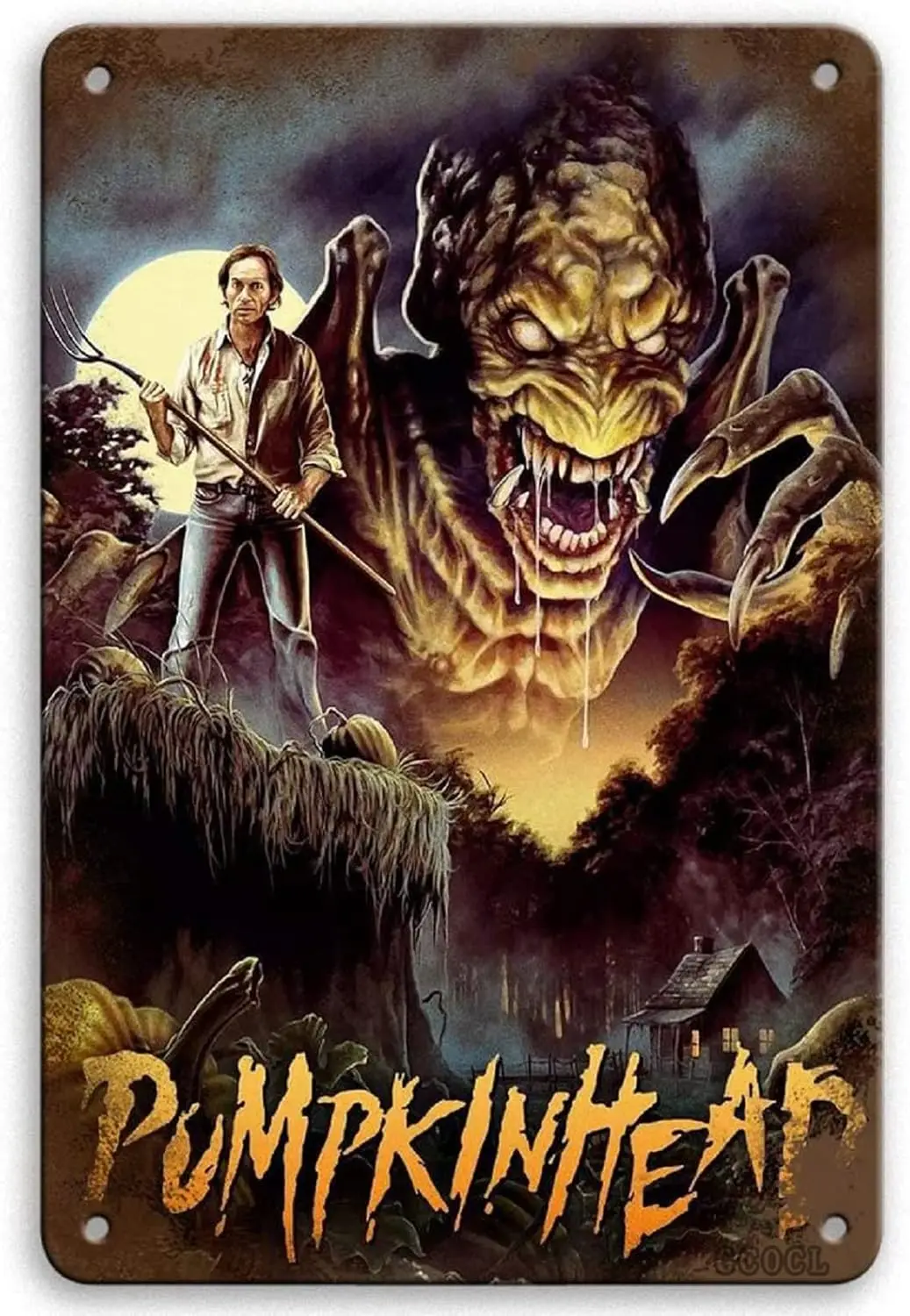 Letrero de metal vintage de la película Pumpkinhead, cartel retro de película de terror, placa de pared para decoración de hogar, bar, pub, garaje, man cave - Aluminio