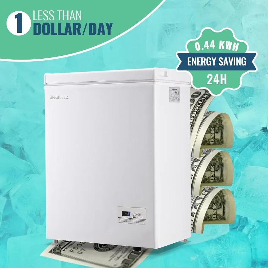 Compact Small Mini Deep Freezer with Top Open Door and Electronic Control for Home Garage Basement Storage Energy-Efficient and