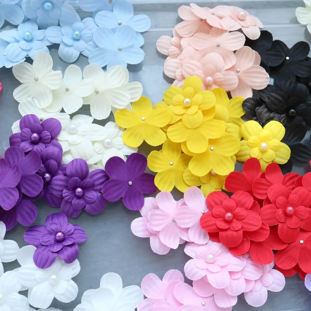 10pcs/lot 12colors DIY Handmade 3D Flower patches for Wedding Dress flowers for Headwear dresses hat decorative appliques