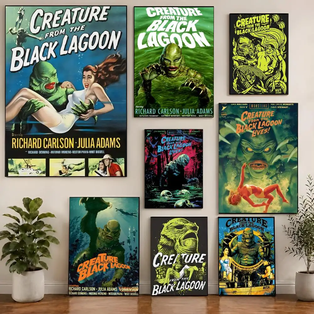 Movie Monster C-Creature From The Black Lagoon Poster Chic Visual Removable Wall Print Room Ornament for Bedroom & Dorm