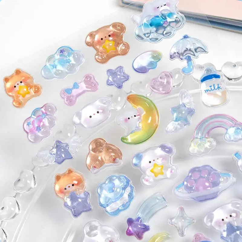 Funny Sweet Furit Ice Cream Pets Drop 3D Relief Sticker Scrapbooking Diy Diary Decor PVC Craft Decals For Stationery Phone Case