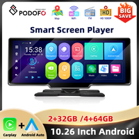 Podofo 10.26 ''Android Smart Screen Player 2 + 32G/4 + 64G Dashboard Car DVR Carplay Android Car WIFI GPS Navigation Drive Recorder