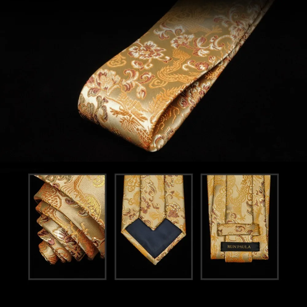 Casual Calligraphy Chinese Dragon Pattern Tie National Adjustable Jacquard Silk Tie Hand Tied Soft Men Necktie Groomsman