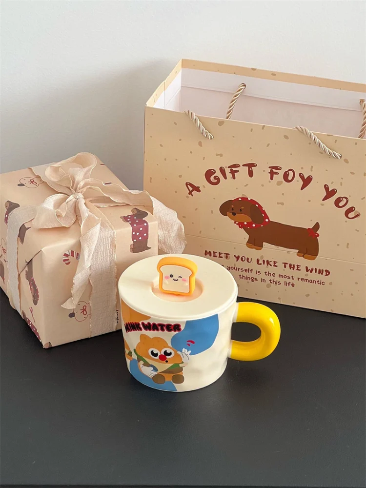 

Creative Birthday Gift Cute Cerc Mug with Lid Baking Food Series Men's Women's Water Coffee Cup Cartoon Design China Made