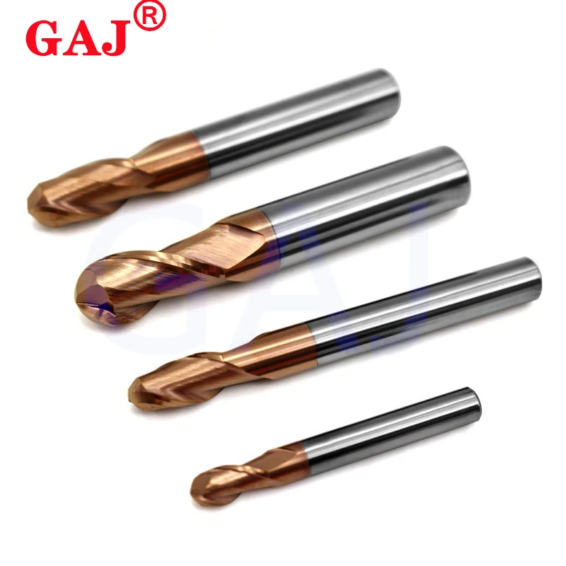 HRC55 2 flauta punta de bola fresa de carburo de tungsteno CNC herramientas de fresado R0.5 R1 R2 R3 R4 R6 8 10 R12 Metal