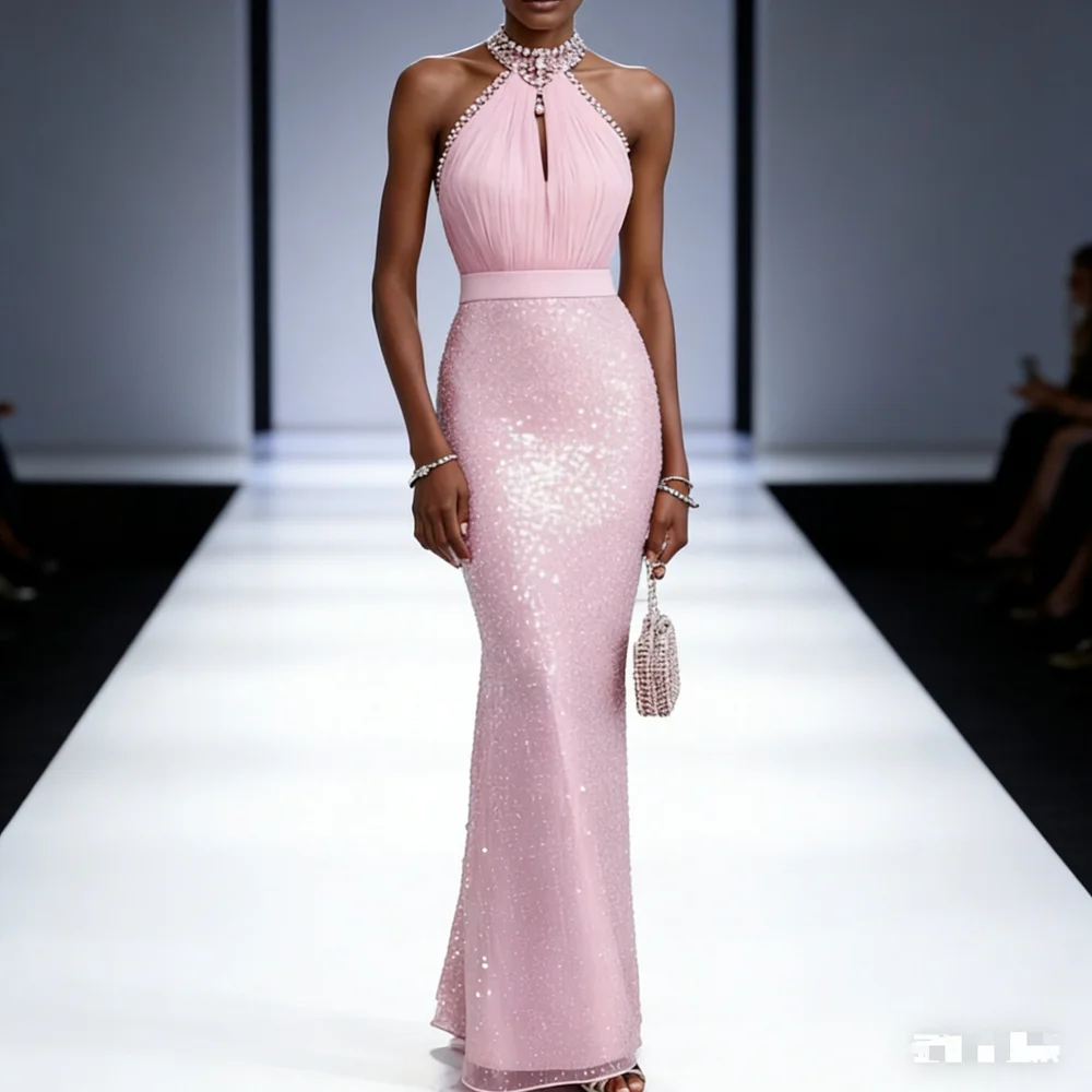 

Customized Elegant Long Pink Evening Dresses for Special Occasions Floor-Length Mermaid Women Gala Prom Party Gowns 2026