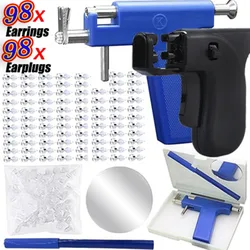 Sterile Ear Piercing Gun Set 98pcs Earrings Earplugs Earlobe Punching Machine Safty Nose Piercer Lips Tongue Perforation Tool