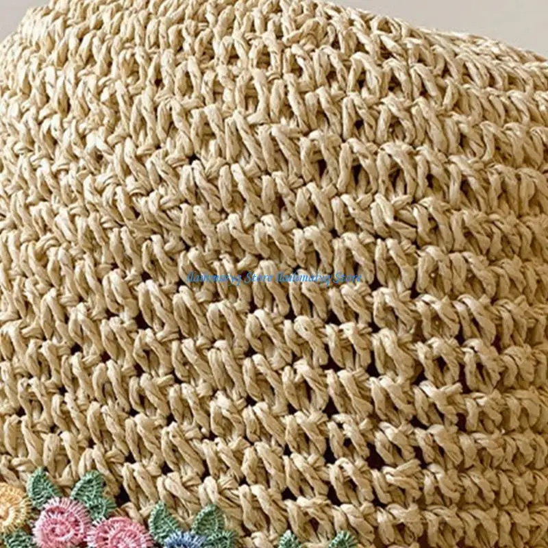 

573B Lightweight Sun Hat With Wide Brims And Flower Accents Fashion Beach Vacation Hat For Outdoor Adventures