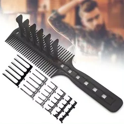 Men's Curved Hair Trimming Template Taper Guide Clipper Home Haircut Ruler Beard Cutting Tool Plastic Band Limit Comb