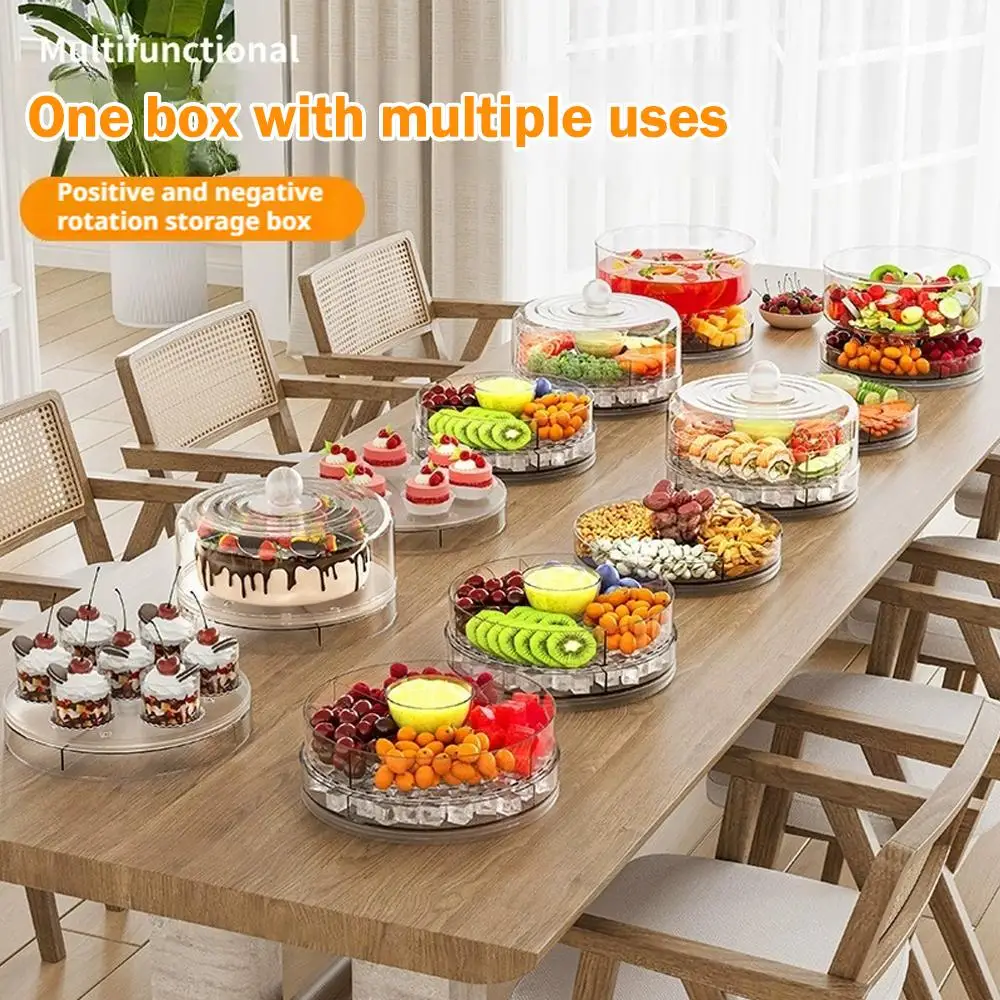 

4-Section Rotating Food Organizer - BPA Free Large Capacity Dustproof Container for Fresh Fruits Vegetables Salad Storage X5Q6