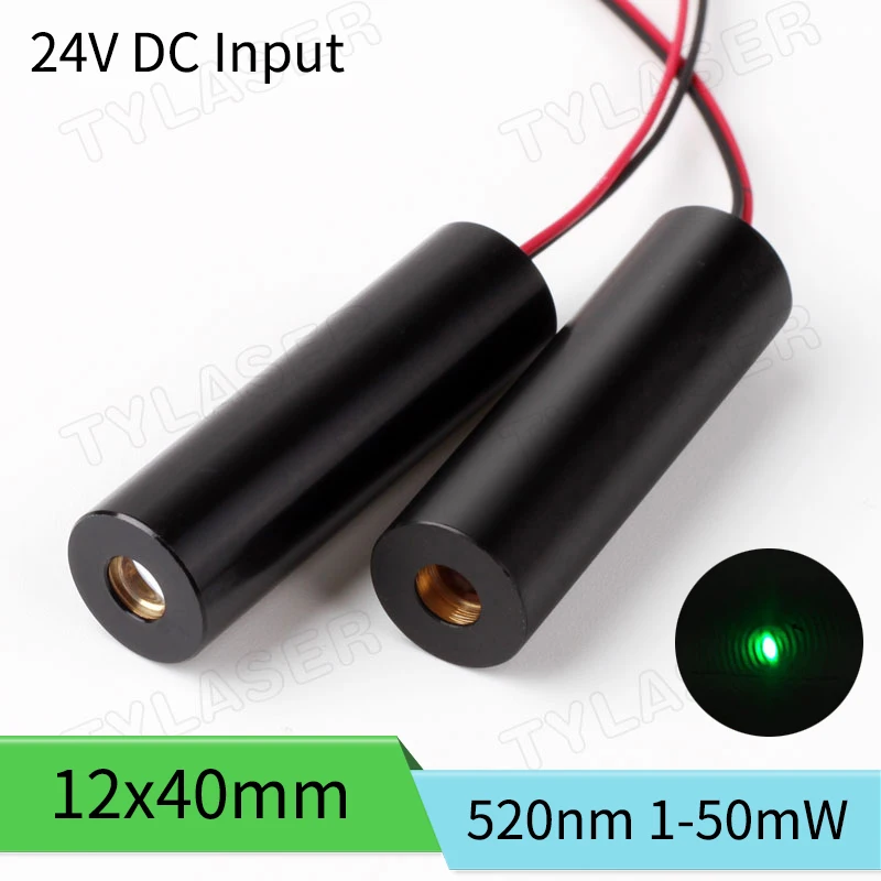 

24V DC input 1mw 5mw 10mW 30mw 50mw 80mw 520nm Green Laser Dot Diode Module DC input 12mm Industrial Grade