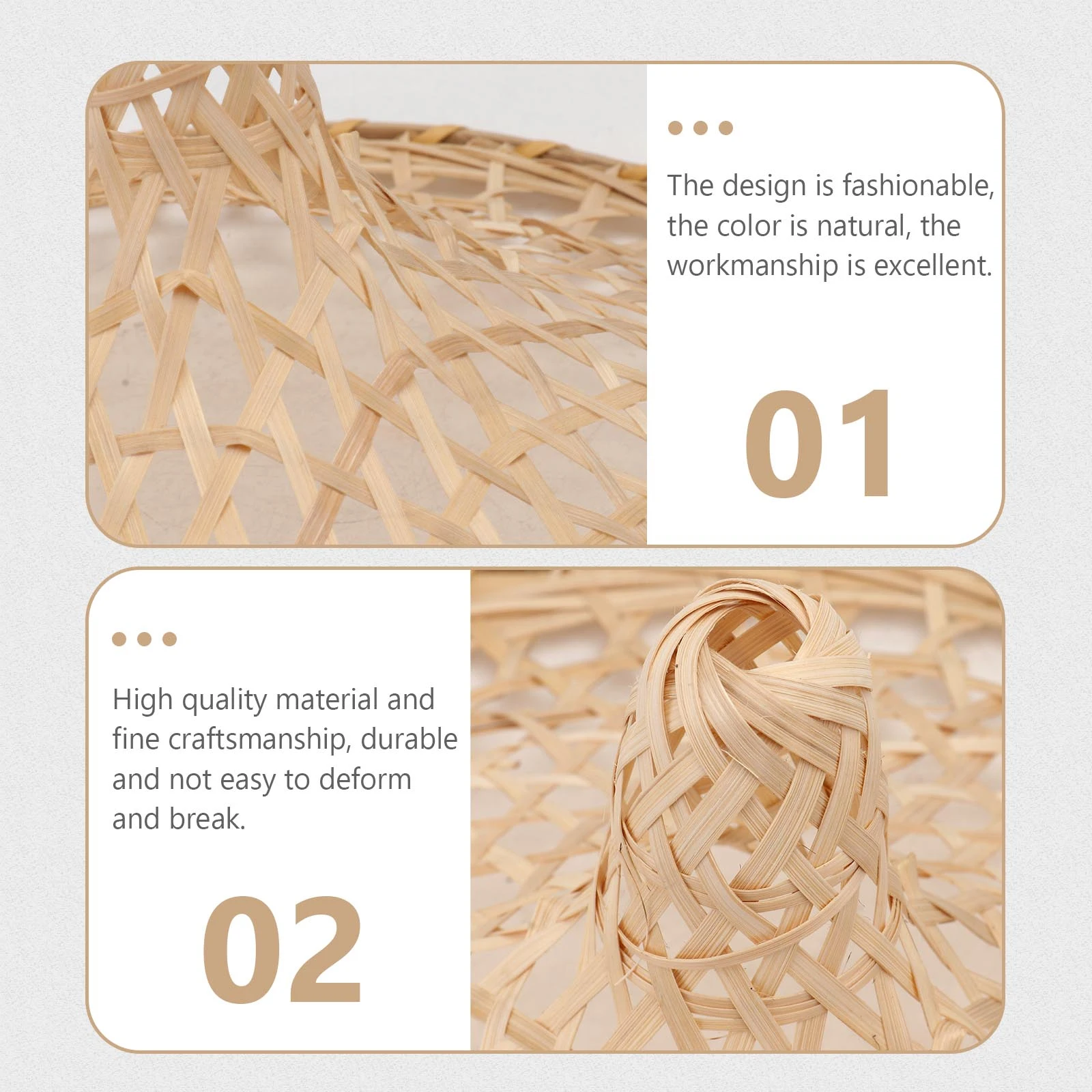 

2pcs Bamboo Woven Hat Beige Hollow-Out Design For Dance Stage Performance Prop Decorative Chic Accessory Multifunction Home