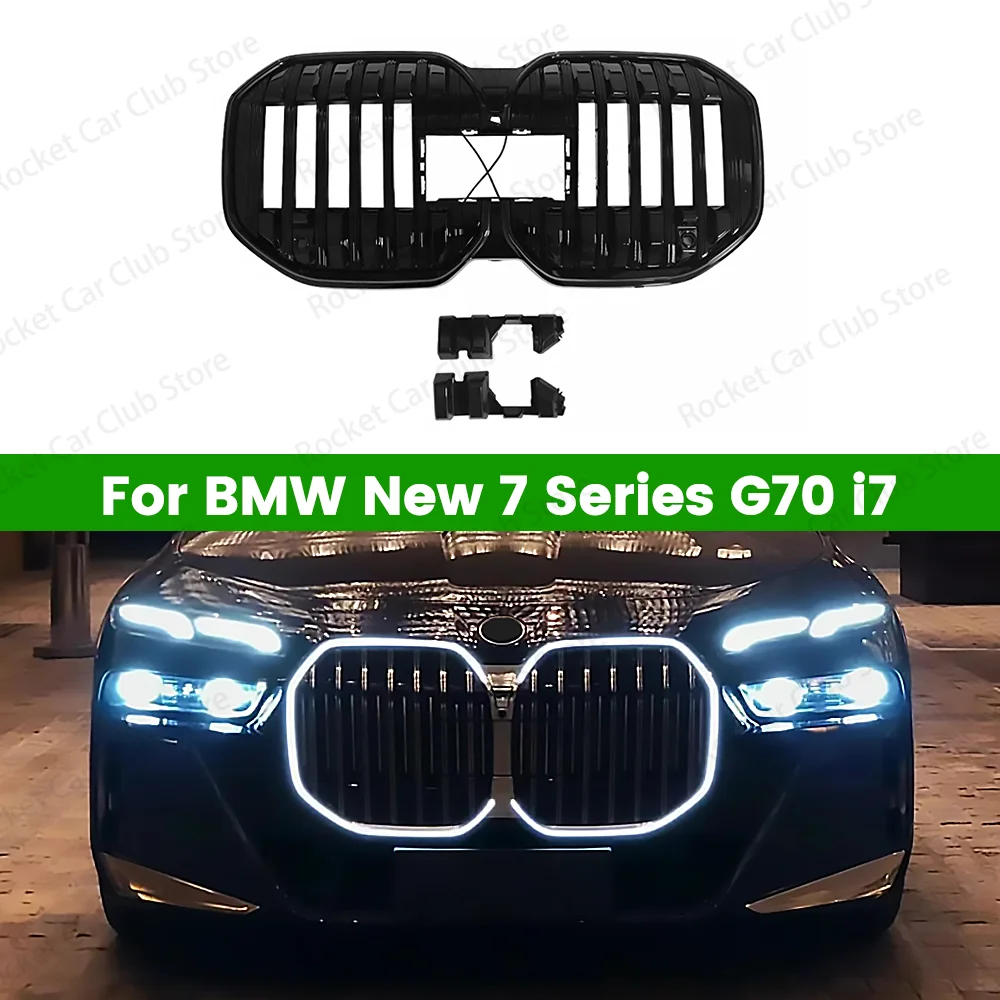 For New 7 Series G07 I7 23-24 Car Luminous Front Bumper Grille LED Light Lamp LED Grille Grille Upper Bumper Hood Mesh Grid With