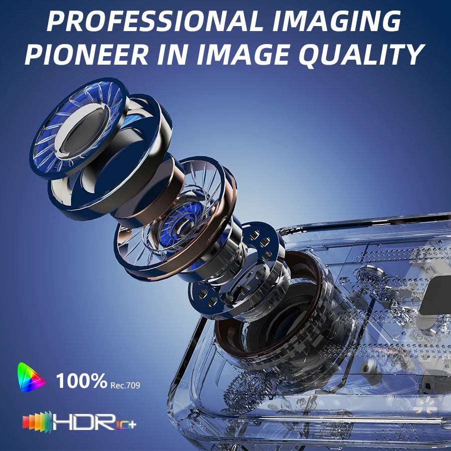 145 °   Mini proyector con soporte ajustable, con WiFi y Bluetooth, calidad 4K, enfoque eléctrico, corrección keystone, cine en casa