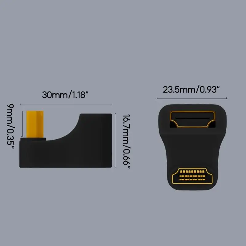 T3LB Регулируемый HDMI-совместимый с мужчинами с женским адаптером 180-градусного разъема U-разворота для улучшенного просмотра