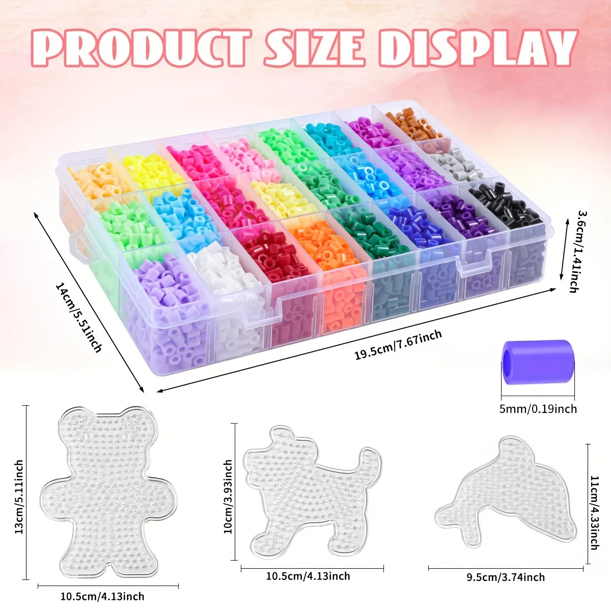 

24color 5mm Fuse Bead Set Jewelry 3D Pixel Puzzle Perler Hama Beads Craft Manufacturing Gift Set with Ironing Paper and Pegboard