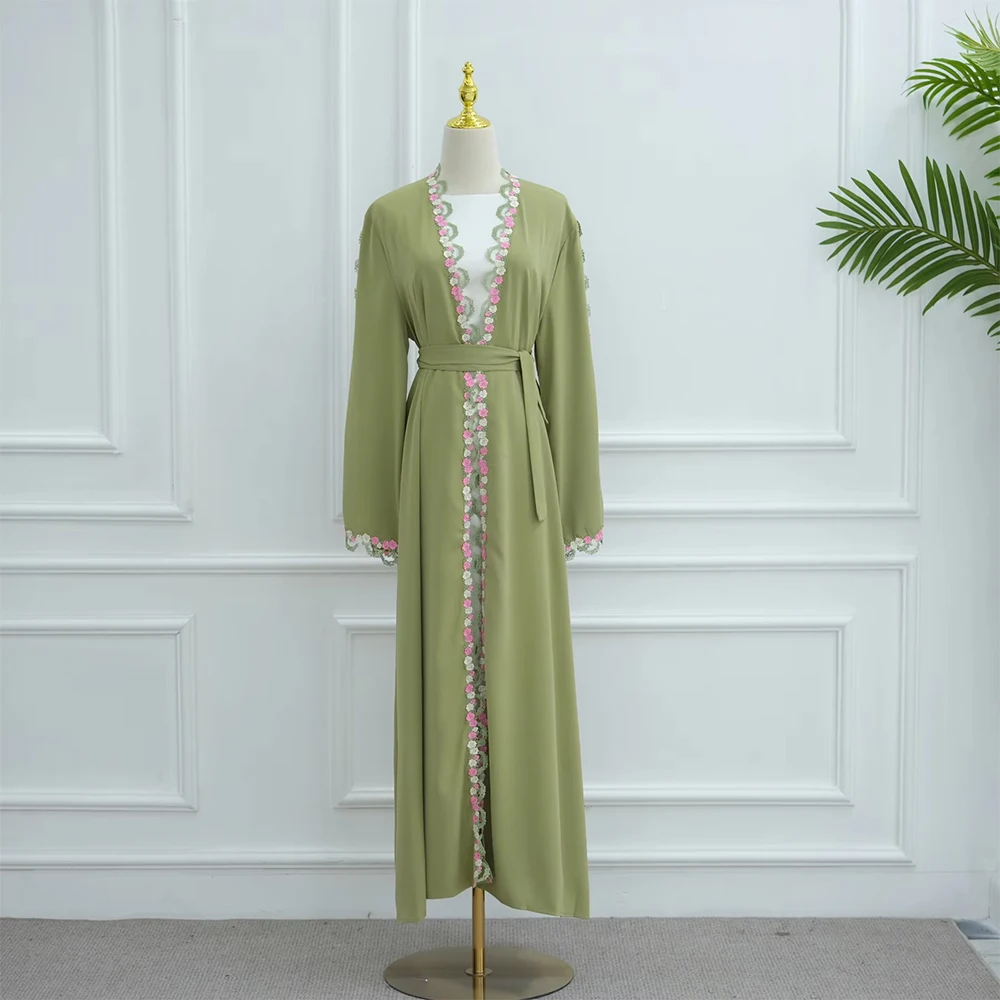 

Zahraa 2026 Womens Clothing Nida Lace Floral Embroidery Luxury Abaya Women Muslim Dress Dubai Kimono Cardigan Women Abaya