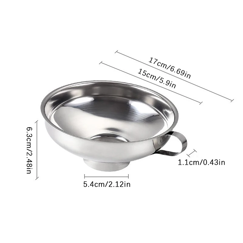 Canning Funnel Stainless Steel Cooking Tools Wide Mouth Canning Funnel Hopper Filter Leak Wide-mouth Can For Oil Wine Kitchen