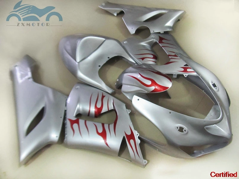 

High quality Motorcycle fairings kit for Kawasaki Ninja ZX 6R 2005 2006 fairing kits ZX6R 636 05 06 silver red flames