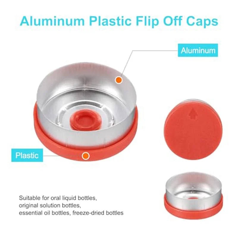 

Flip Off Caps, 200PCS Burr-Free Flip Off Top Caps Seals Flip Off Seals Caps Cover
