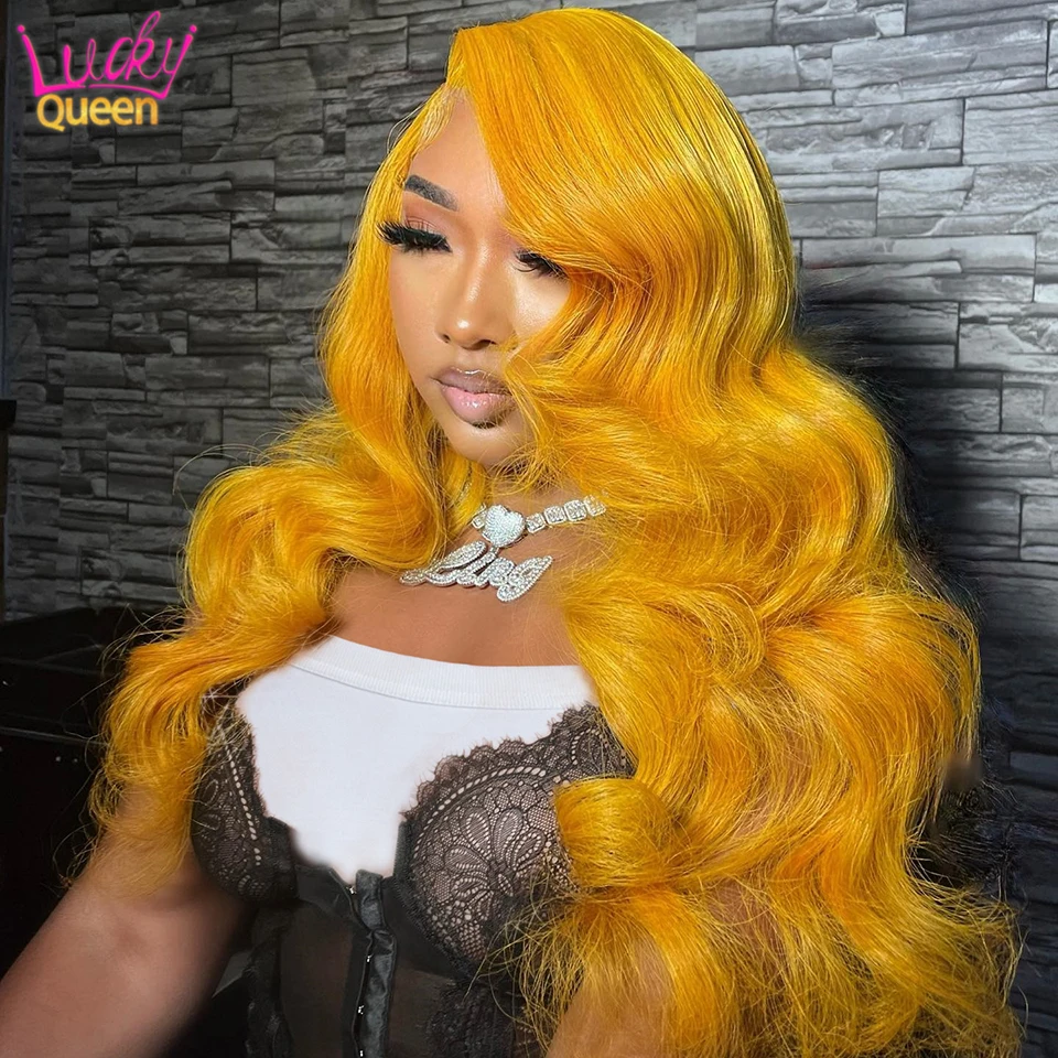 

Yellow Lace Front Wig Human Hair Body Wave Blonde Wig 13x4 Colored Lace Front Wigs Pre Plucked with Baby Hair for Women 180%