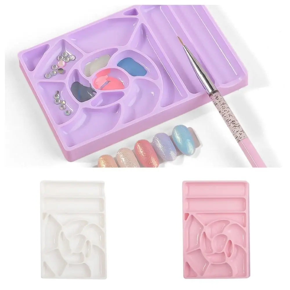 Paleta de Arte de uñas de colores de pintura, placa de injerto de pestañas, placa de Gel de uñas mezcladora, herramientas de manicura rectangulares de plástico, tienda de manicura