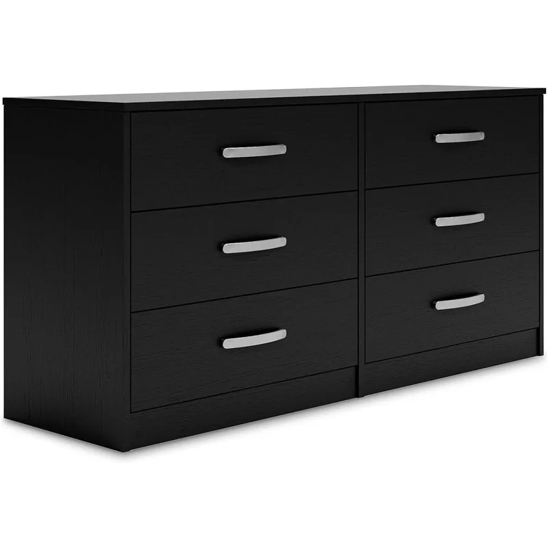 Finch Modern 6 Drawer Dresser with Ball-bearing Construction and Safety Stop, Black