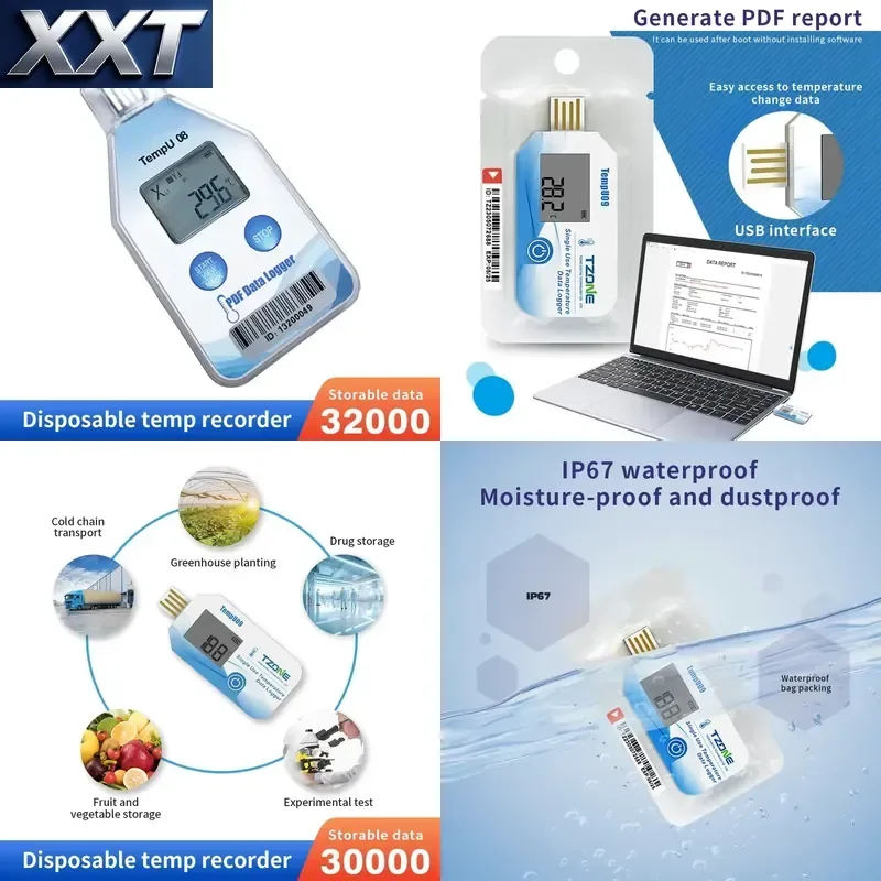 Цифровой USB-регистратор данных температуры и влажности XXT, высокоточный термометр без дисплея, без IP-защиты, для холодильных установок