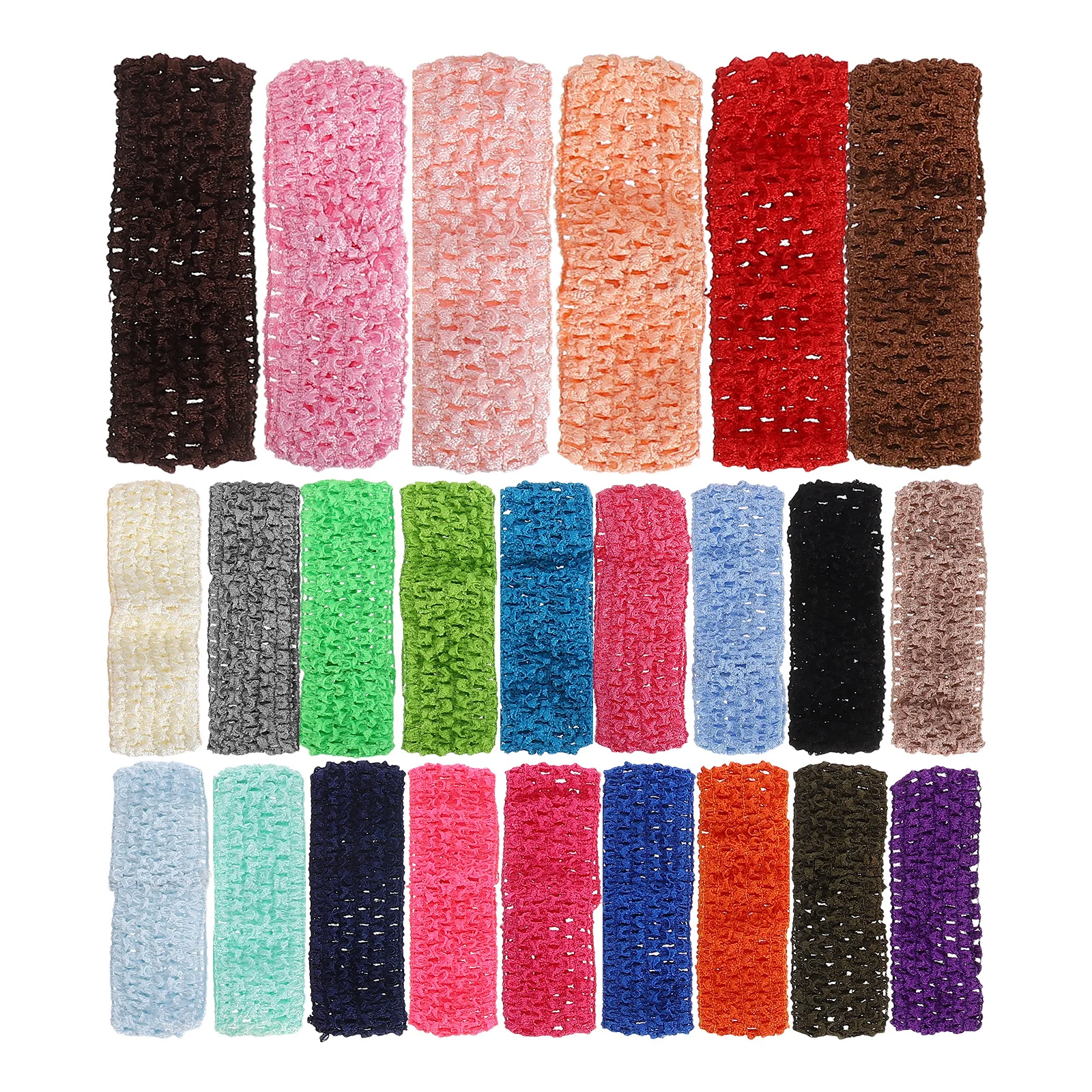 

24pcs Hairbands Elastic Headbands for Crochet Accessories Soft Polyester Wide Turban Random Color 30