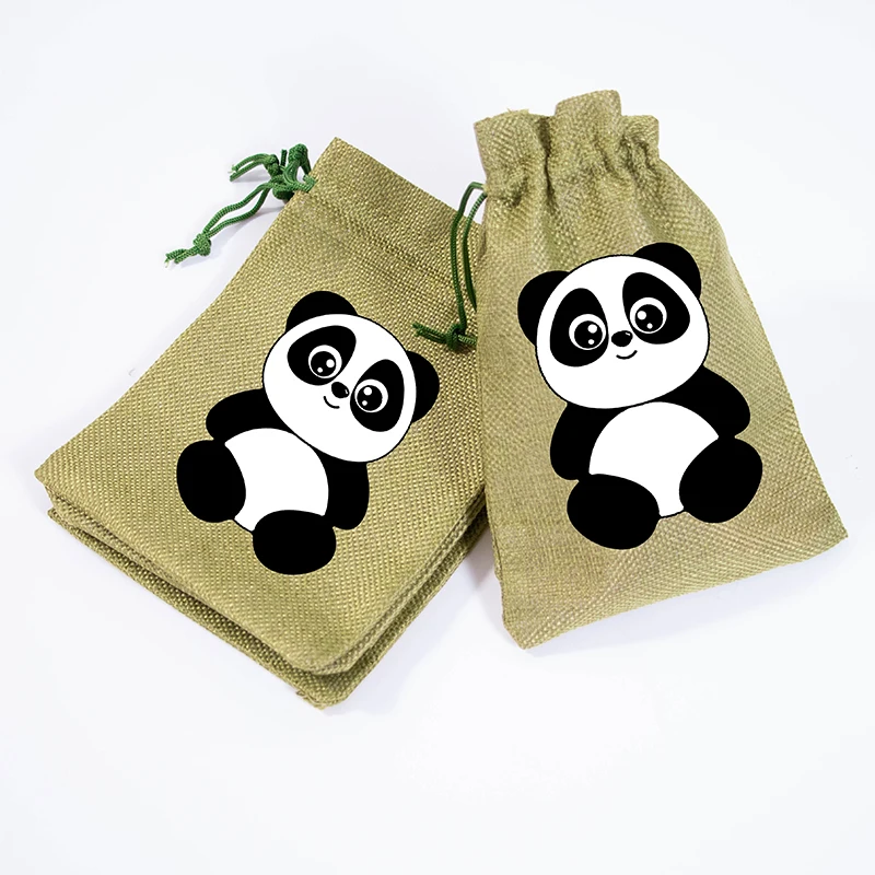 5pcs cute panda Gift Bags animal Zoo themed boy girl wild one 1st 2nd 3rd 4th 5th Birthday party baby shower decoration Favor