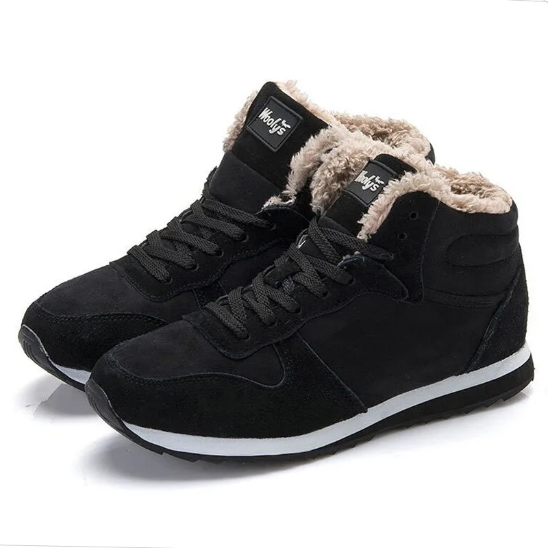 2022 Winter Men Shoes Male Sneakers Warm Fur Footwear Black Casual Mens Boots Size 48 Warm Fleece Thickened Outdoor Shoes