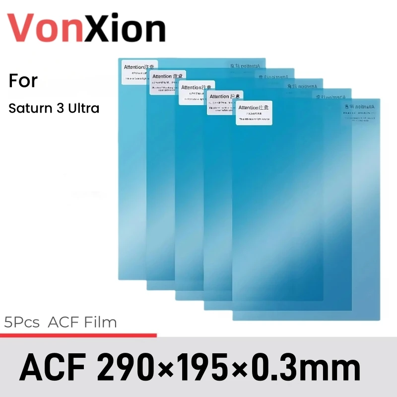 

Vonxion 5Pcs Release Film ELEGOO ACF 290x195x0.3mm For Saturn 3 Ultra LCD SLA DLP UV Resin 3D Printer Parts Accessories