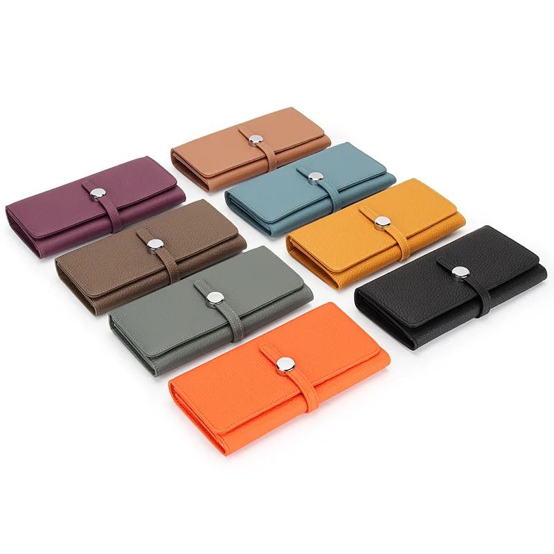

2025 New Genuine Leather Long Wallet for Women Foldable Large Capacity Female Phone Holder Purse Soft Cowhide Card Wallets Lady