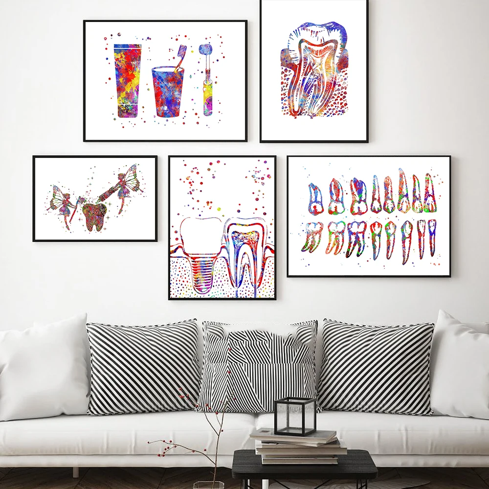 Tooth Implant Canvas Painting Dental Art Poster Medicine Anatomy Print Dentist Gift Wall Art Posters Picture Clinic Office Decor