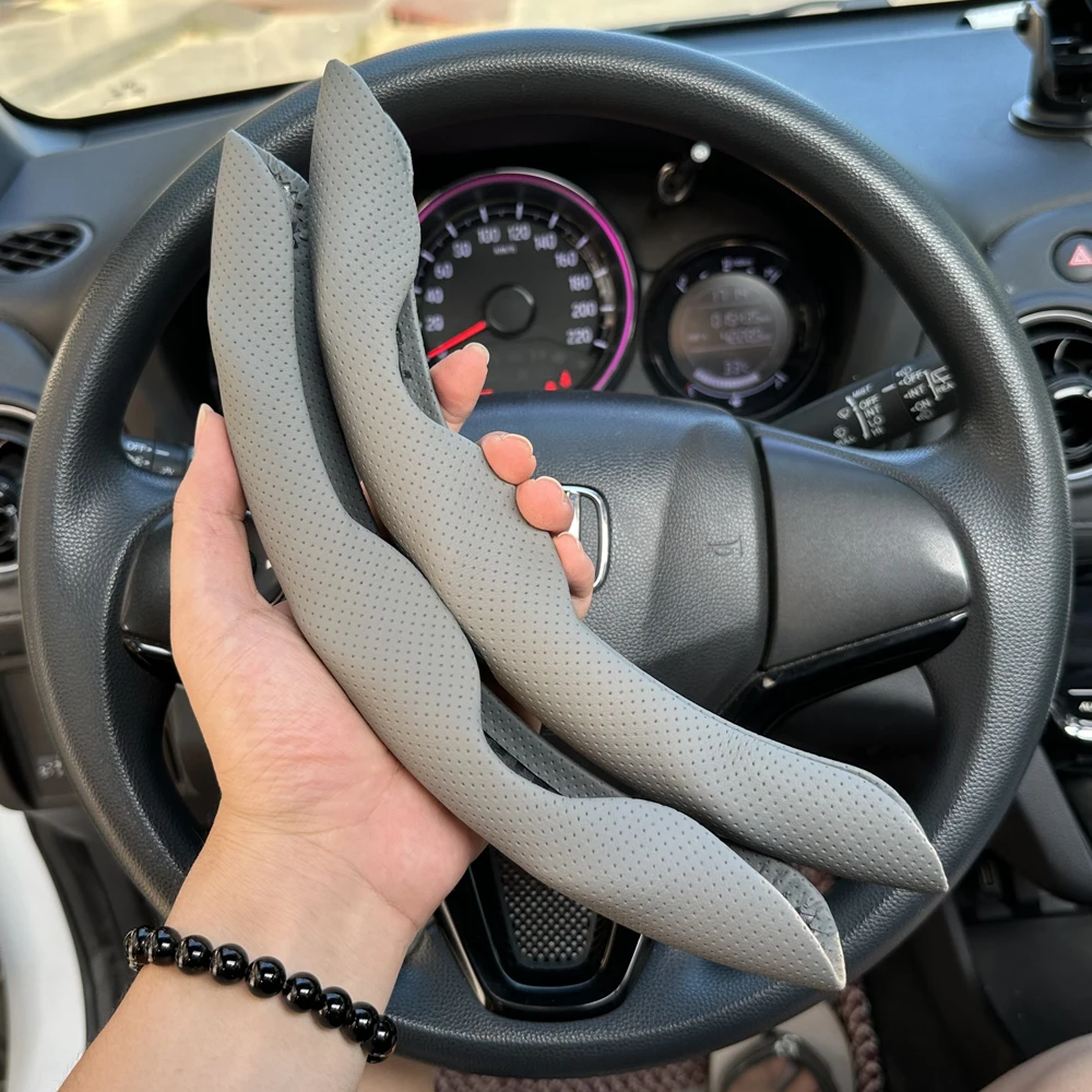 38 cm Auto Lenkrad Abdeckungen Booster Micro Faser Leder Auto Innen Dekorative Zubehör Universal Carbon Faser Aussehen – Detail 22
