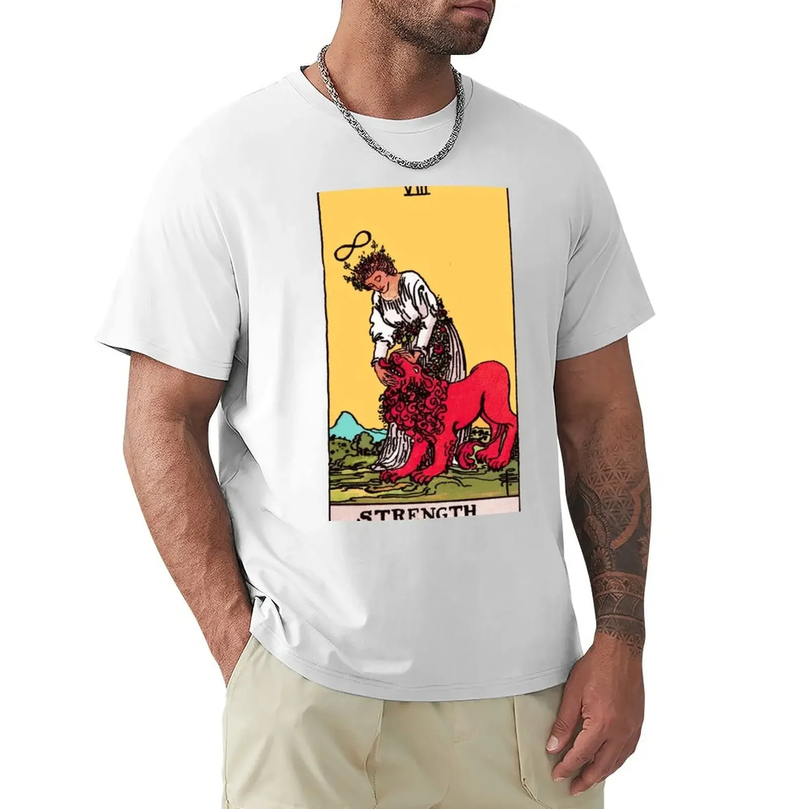 Strength Tarot Card Rider Waite Classic T-Shirt essential t shirt summer tops plus size men clothing