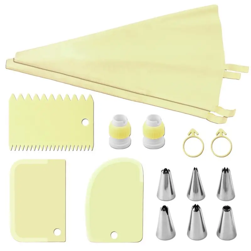 Cake Decorating Supplies Safe Reusable Piping Bags 15pcs Frosting Piping Kit Intricate Designs Sturdy Tools