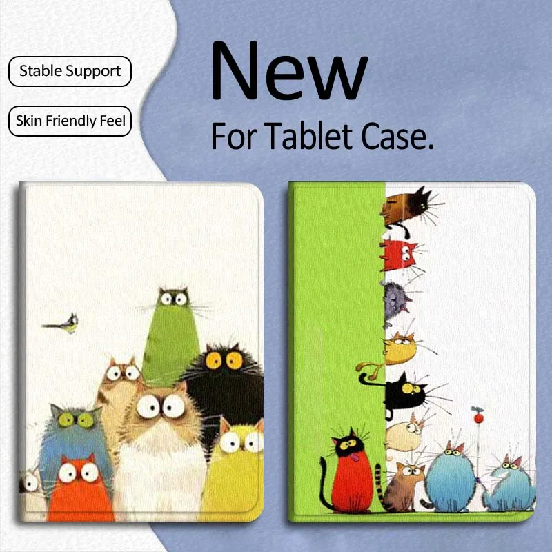 귀여운 만화 고양이 아트 샤오미 레드미 미 포코 패드 2 5 6s 7 7s 울트라 프로 맥스 14 12.4 12.1 인치 소프트 태블릿 케이스 선물