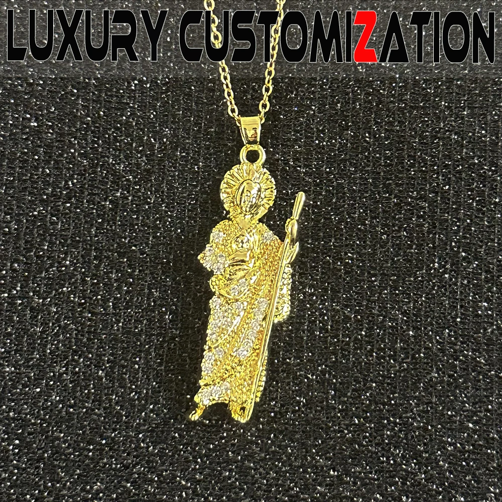 New popular 18K gold-plated necklace paired with diamond religious pendant, exquisite independent packaging, fashionable gift