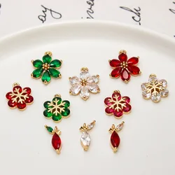 1pcs Diy Jewelry Accessories Zircon Leaves Six-petal Snowflake Flower Pendant Earrings Necklace Material Handmade Charms
