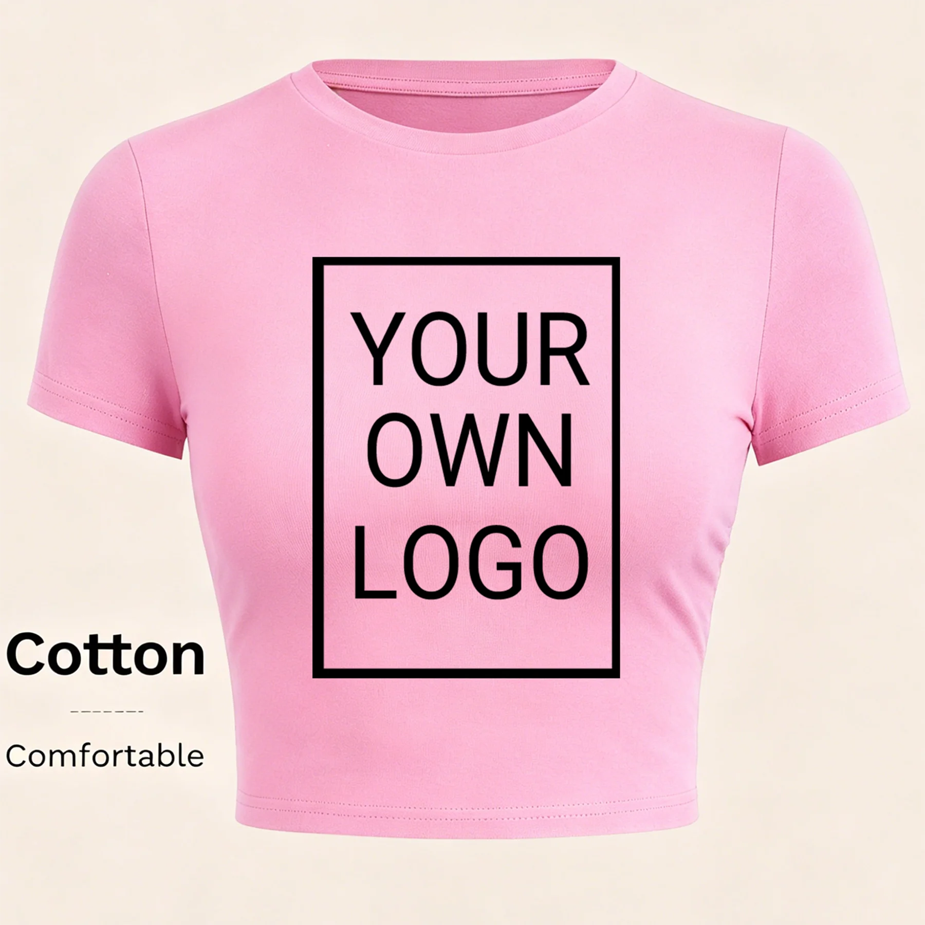 Party Benutzerdefiniertes Logo Bild Personalisierte Damen Crop T-Shirts Eng Anliegende Baumwoll-T-Shirts Sommer O-Ausschnitt Streetwear Y2K Strandkleidung – Detail 9