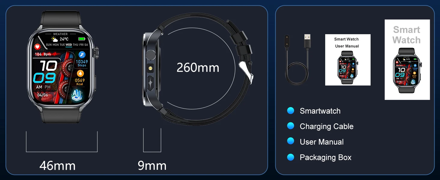 Marsyu AI Smartwatch EKG+HRV Sauerstoff Blutfette Harnsäure Mikro-Untersuchung Taschenlampe 2.5D UI Sprachanruf Smartwatch für Männer und Frauen – Detail 1