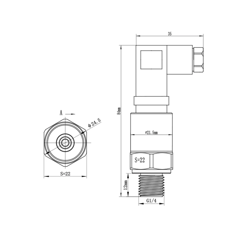 Water Pump Pressure Transmitter Ceramic Sensor G1/4 4-20mA 10Bar 16Bar 25Bar Gauge Customizable 304SS Transducer