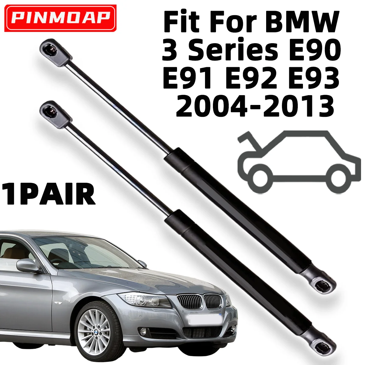 2pcs Hood Lift Support Rod For BMW 3 Series E90 E91 E92 E93 04-13 OE 51237060550 Front Hood Gas Struts Spring Bar Support Rod