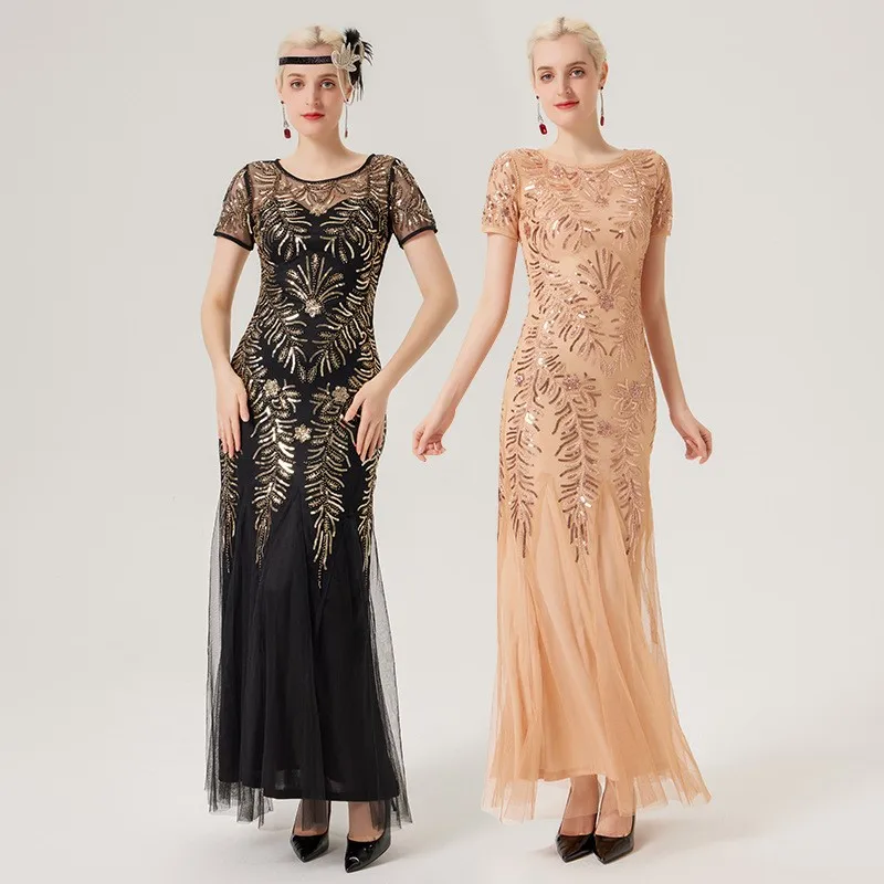 

The evening dress exudes an elegant feminine charm sequined fishtail is a fitted long for banquet host