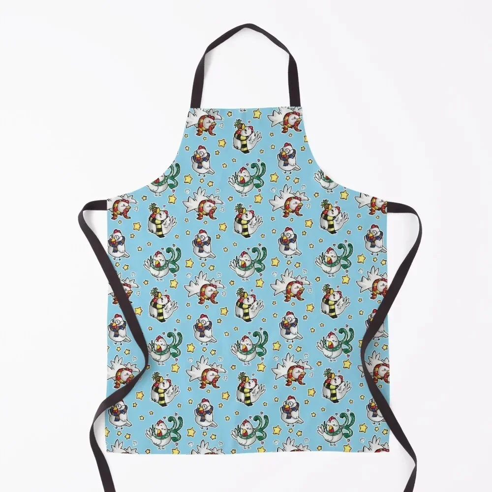 Chickens with scarfs Apron manicurist kitchen girl Apron