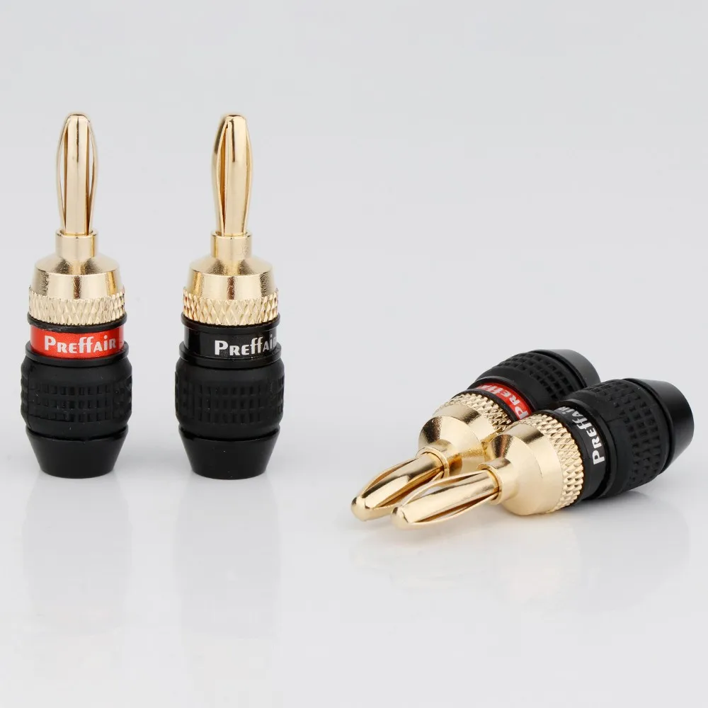 Preffair ba1473g banana plugues 8/10pcs alto-falante cabos plugues rapidamente conectar 24k chapeamento de ouro no conector e dentes de friso