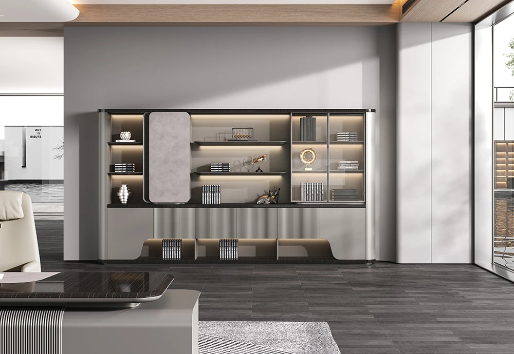 Modern Commercial Furniture Ceo Boss Manager Desk Shelf Background Cabinet File Storage Office File Cabinet Bookcase