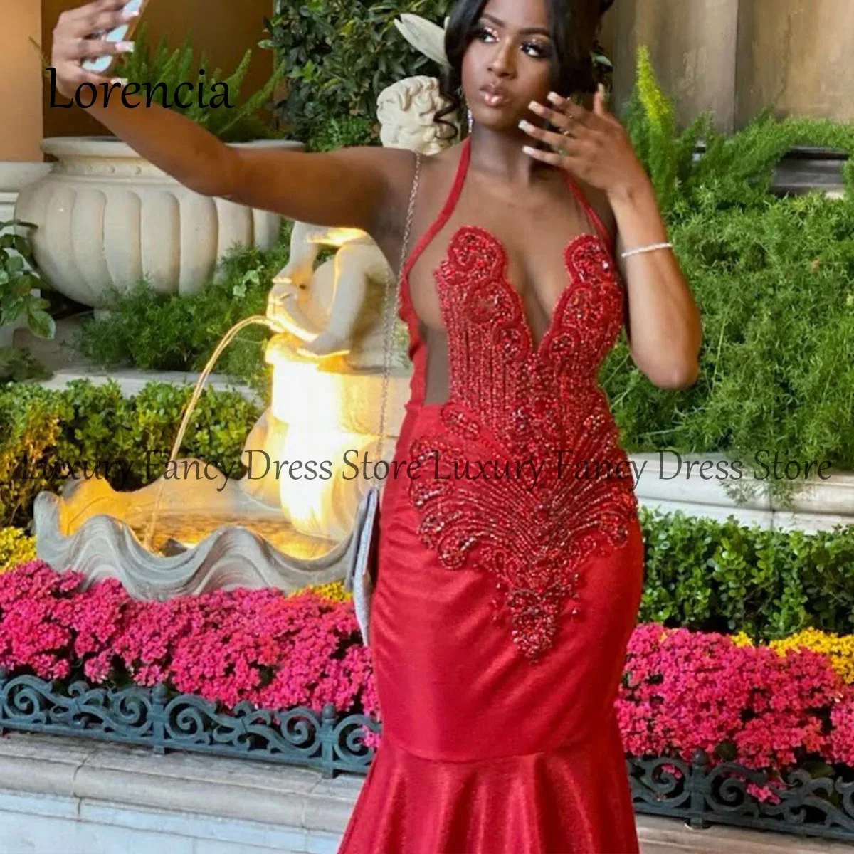 فساتين رسمية طويلة للحفلات الراقصة 2025 بدون أكمام حورية البحر للفتيات السود حبة كريستال ثوب عيد ميلاد مخصص كبار السهرة