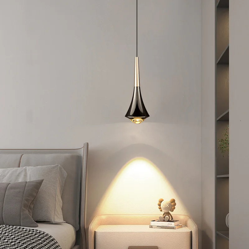 Nordic LED Pendant Light Home Decor Hanging Chandeliers Fixtures Black/Gold Water Drop Lamp Bedroom Bedside Restaurant Lighting